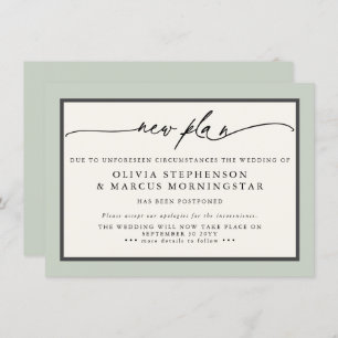 Sage and Ivory - New Plan Modern Postponed Event Invitation