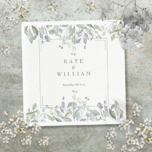 Sage and Lilac Floral Geometric Wedding Napkin