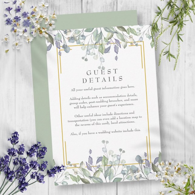Sage and Lilac Floral Guest Information Details Enclosure Card (Sage and Lilac Floral Guest Information Details Enclosure Card)