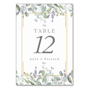 Sage and Lilac Floral Wedding Table Numbers