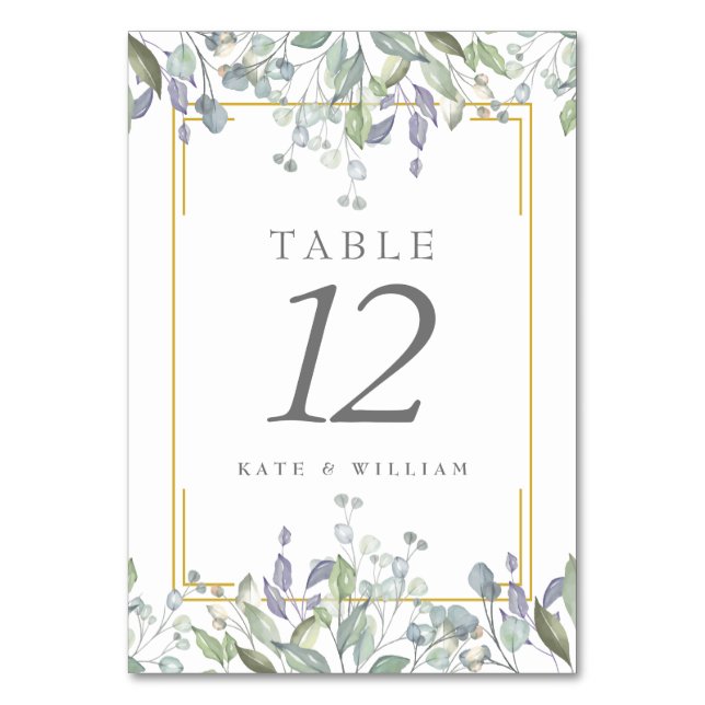 Sage and Lilac Floral Wedding Table Numbers (Front)