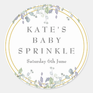 Sage and Lilac Pasture Baby Sprinkle Classic Round Sticker