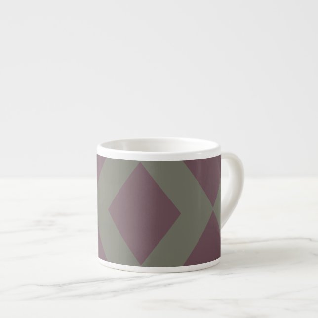 Sage and Maroon Diamond Pattern Espresso Cup (Front Right)