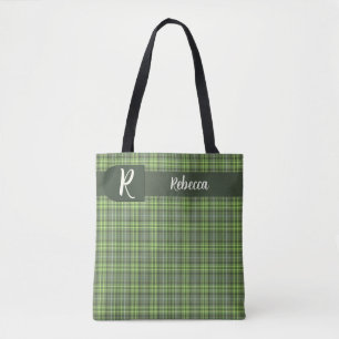 Sage and Olive Plaid Tote Bag