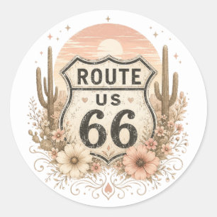 Sage and Rose Highway Emblem Classic Round Sticker