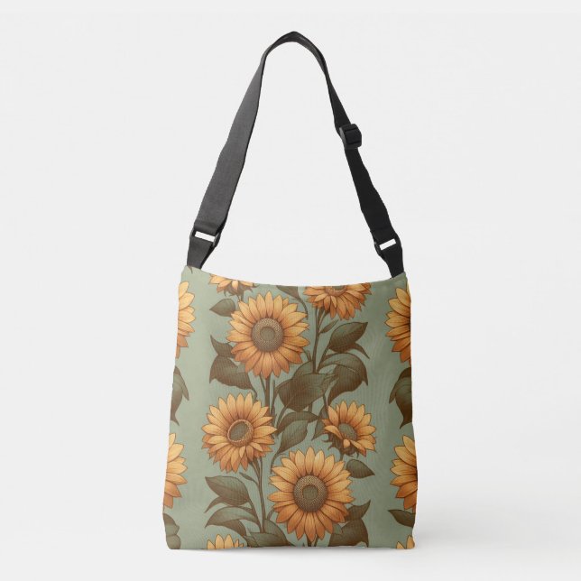 Sage and Sunflowers II Crossbody Bag (Front)