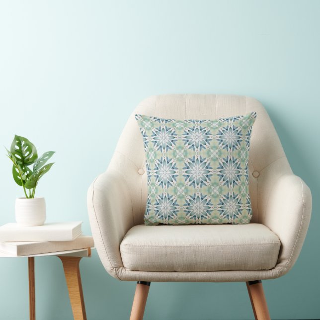 Sage and Teal Abstract Symmetry Pattern Cushion (Chair)