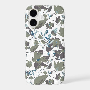 Sage And Teal-Blue Floral Watercolor Pattern