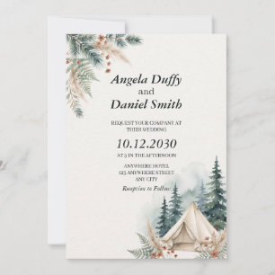 Sage and Terracotta  Glamping Bell Tent Bohemian Invitation