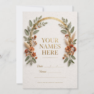 Sage and Terracotta Gold Arch Wedding Invitation –