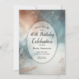 Sage and Terracotta Stardust Skies Birthday Party Invitation