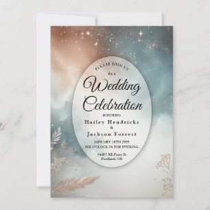 Sage and Terracotta Stardust Skies Wedding Invitation