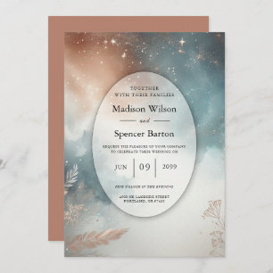 Sage and Terracotta Stardust Skies Wedding Invitation