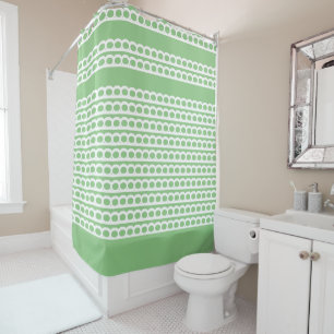 Sage and white Modern bubble Waves Shower Curtain