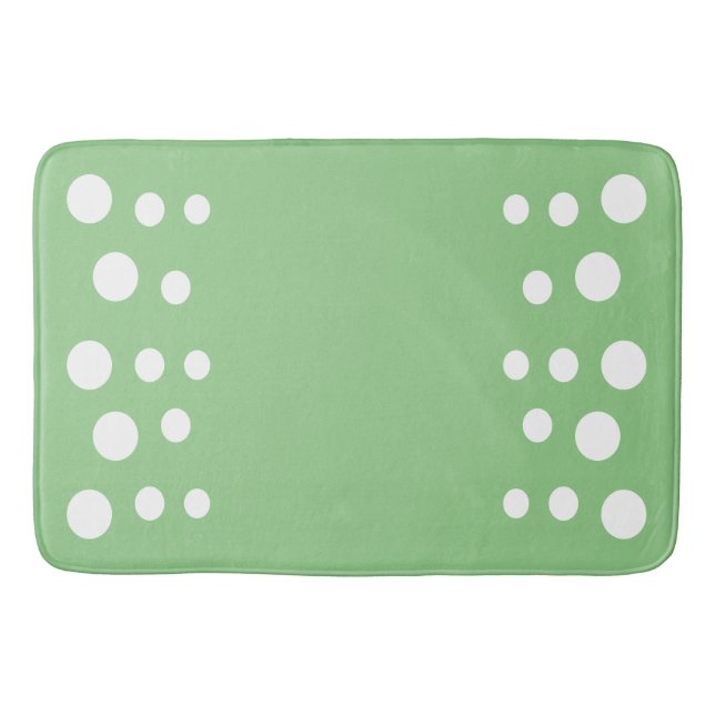Sage and white Modern Bubbles Dots Bath Mat (Front)