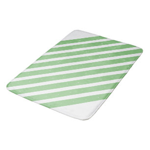 Sage and white stripes bath mat