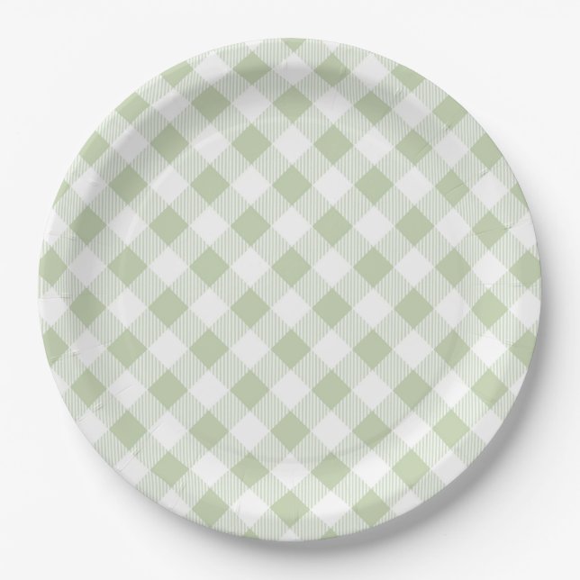 Sage And White Vintage Party  Paper Plate (Front)