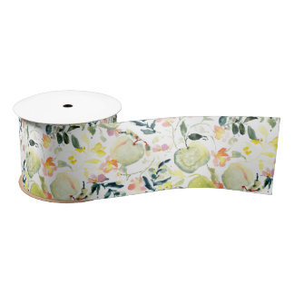 Sage Apple Picking | Fruits and florals Satin Ribbon