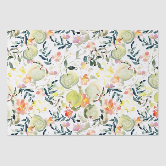 Sage Apple Picking | Fruits and florals Tissue Paper (Front)