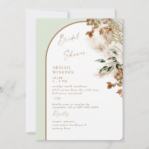 Sage Arch Pampas Boho Bridal Shower Invitation