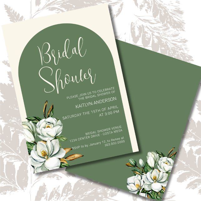 Sage Arch White Floral Bridal Shower Invitation (Creator Uploaded)