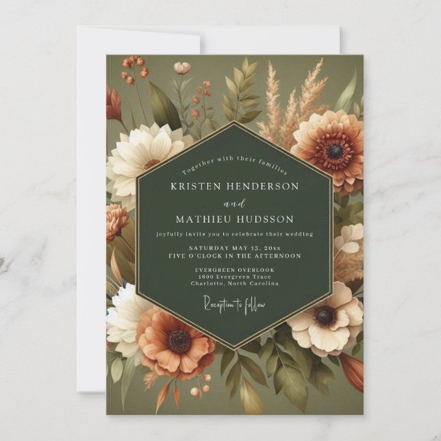 Sage Autumnal Harvest Wedding Invitation (Front)