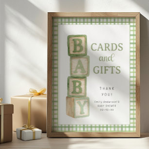 Sage Baby Blocks Cards and Gifts Baby Shower Sign