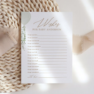 Sage Balloon Baby Shower Wishes for Baby Invitation