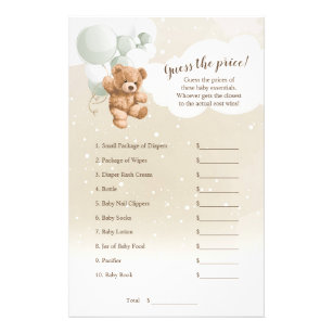 Sage Balloons Teddy Bear Guess The Price Game Flyer
