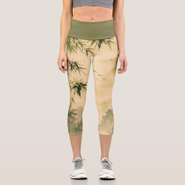 Sage bamboo mist capri leggings (Front)