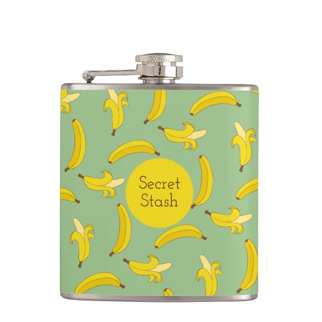 Sage Bananas Hip Flask (Front)