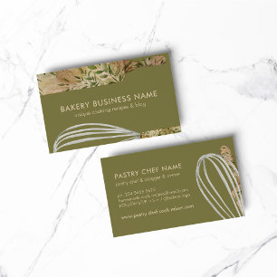 Sage Beige Chef Catering Cake Maker Rolling Pin Business Card