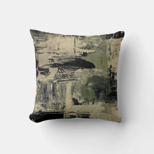 Sage Black & Beige Abstract Painting Design Cushion