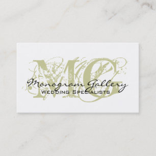 Sage Black Monogram Customisable Business Card