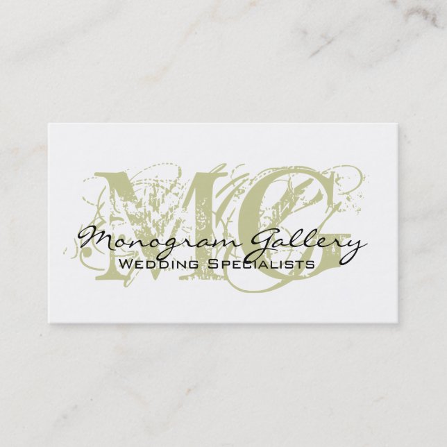 Sage Black Monogram Customisable Business Card (Front)