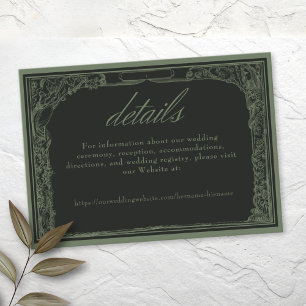 Sage Black Vintage Botanical Trellis Arch Wedding Enclosure Card