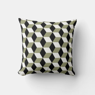 Sage Black & White 3D Cubes Pattern Cushion