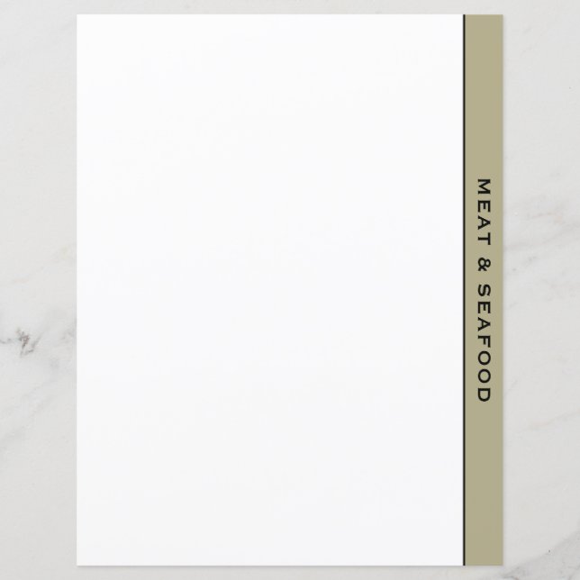 Sage Black & White Recipe Divider | Meat & Seafood (Front)
