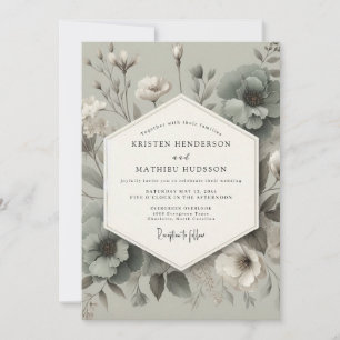 Sage Bloom Elegance Wedding Invitation