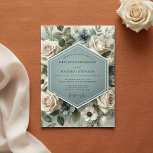Sage Bloom Romance Wedding Invitation