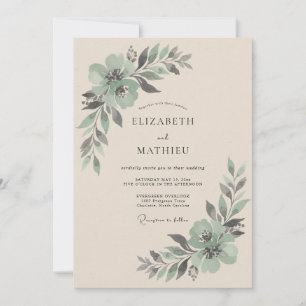 Sage Blossom Botanical Wedding Invitation