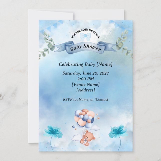 Sage Blue Baby Shower Invitation 🌿🍼 (Front)