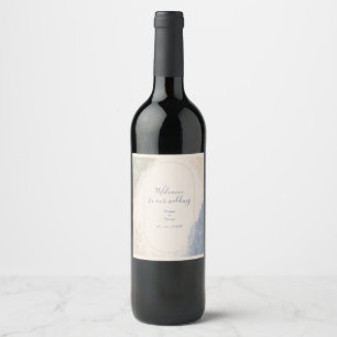 Sage Blue Botanical minimal Wedding Wine Label