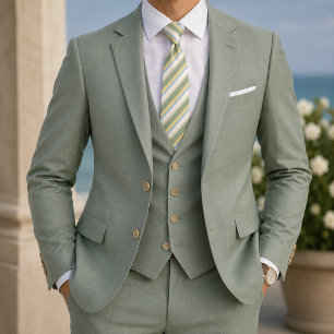 Sage Blue Butter Yellow Heritage Stripe Tie