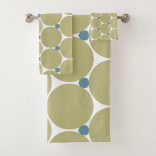 Sage Blue Dot Abstract Bath Towel Set