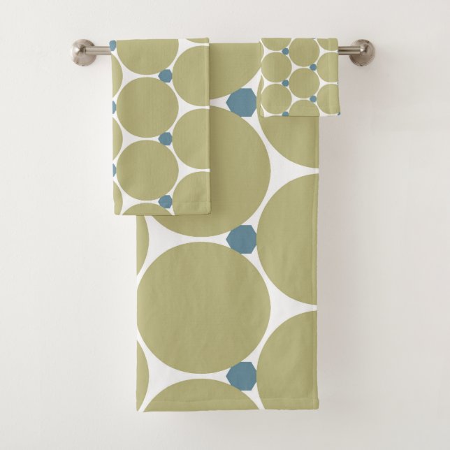 Sage Blue Dot Abstract Bath Towel Set (Insitu)
