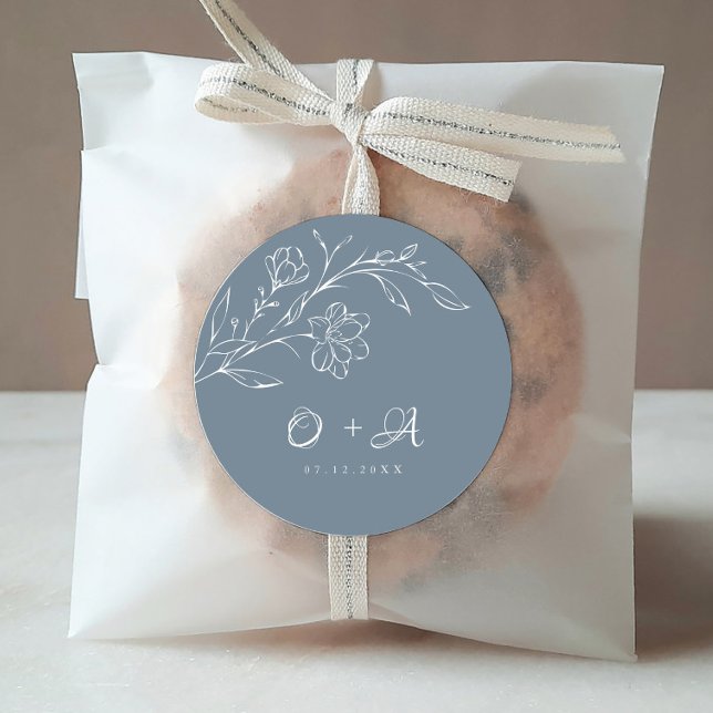 Sage Blue Elegant Wedding Monogram Envelope Seals (Creator Uploaded)