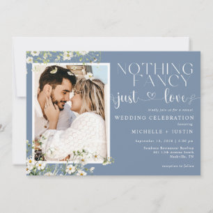 Sage Blue Floral Casual Wedding Just Love Invitation