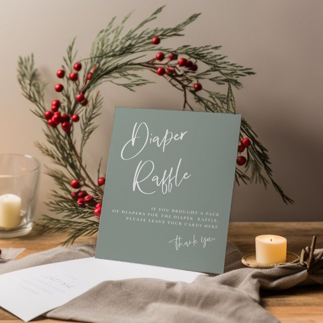 Sage blue/ green boho Baby Shower Diaper Raffle Poster (Creator Uploaded)