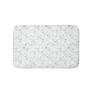 Sage Blue Watercolor Wildflower Bath Mat